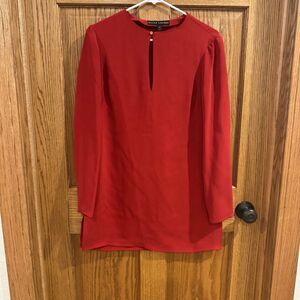 Ralph Lauren Black Label Silk Acetate Long Sleeve Mini Dress. Burnt Red/Orange.
